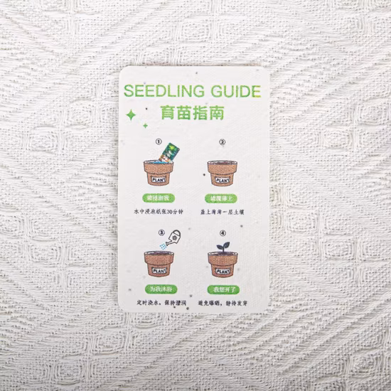 Papel de semillas plantable ecológico de forma especial personalizado, etiquetas de semillas para accesorios de boda, tarjetas de semillas comerciales, tarjetas de agradecimiento